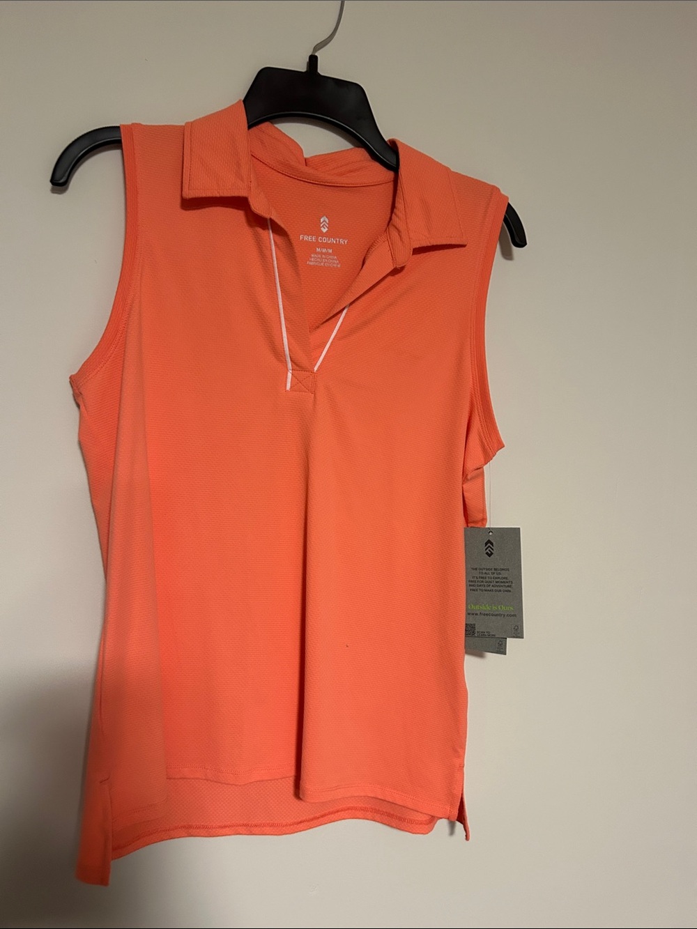 Free Country Sleeveless Polo Tank Top - Coral